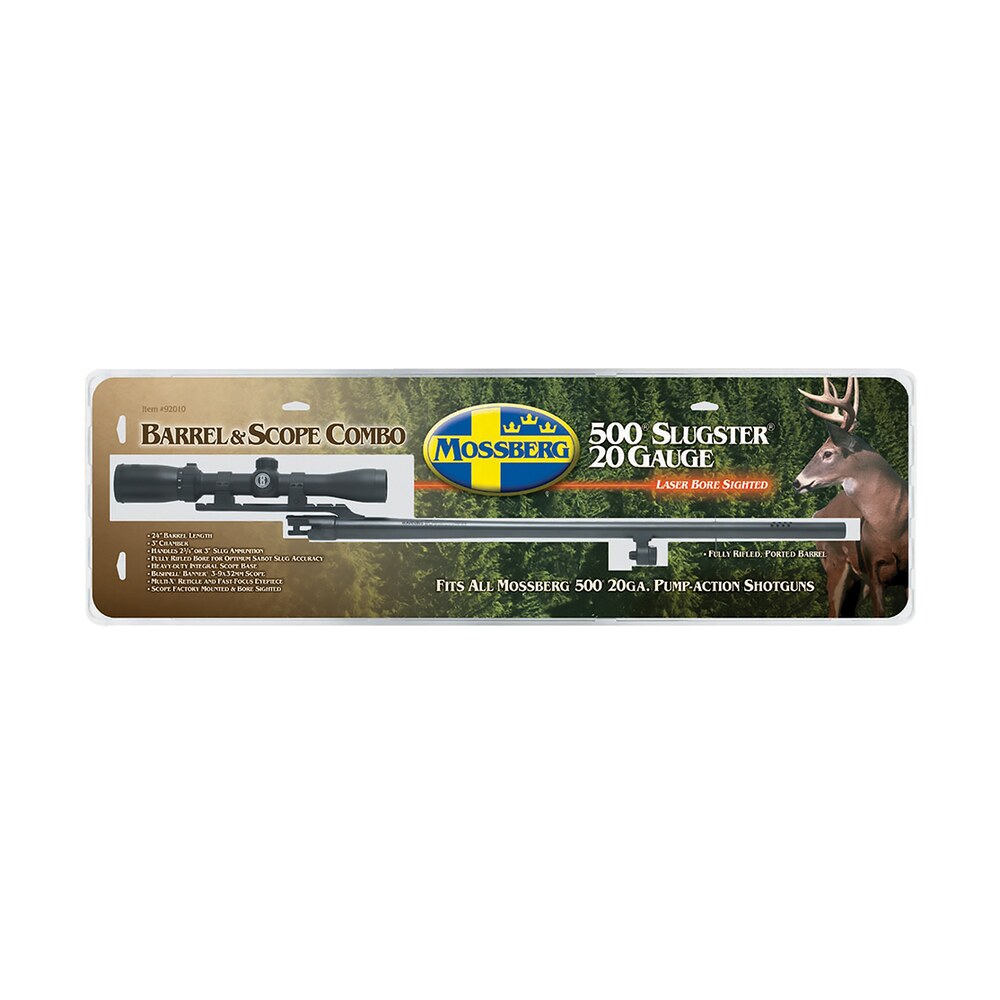 mossberg 92010 oem 20 gauge 24″ slug barrel w/cantilever mount, fully rifled bore & blued finish, for use w/mossberg 500 & maverick 88 6 shot models, includes 3 9x40mm scope Mossberg 92010 OEM 20 Gauge 24" Slug Barrel Sports South item 21582