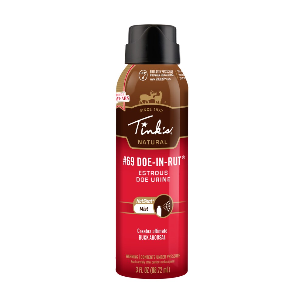 tinks w5310 #69 hot shot deer attractant doe in estrus scent 3 oz aerosol Tinks W5310 #69 Hot Shot Deer Attractant Doe In Estrus Scent 3 oz Aerosol Sports South item 21701