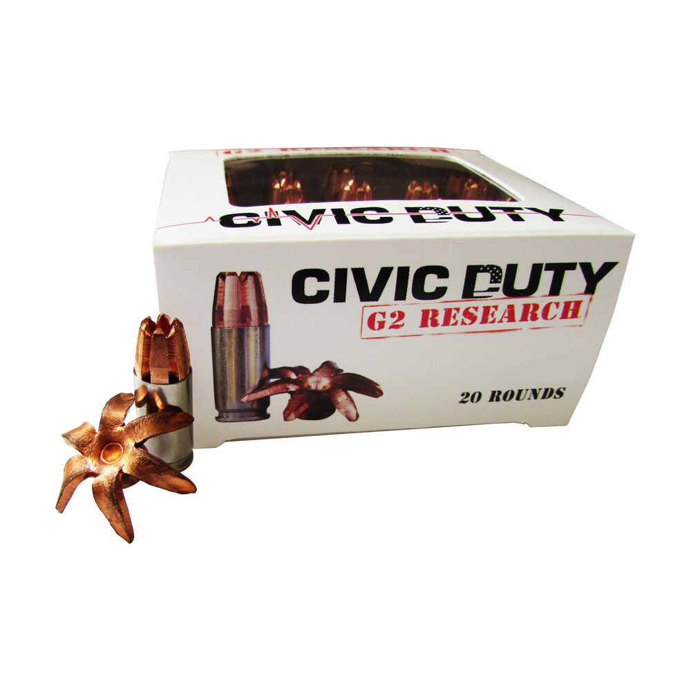 g2 research g00617 civic duty 45acp 164gr copper expansion projectile 20 per box/25 case G2 Research G00617 Civic Duty 45ACP 164gr Copper Expansion Projectile 20 Per Box/25 Case Sports South item 22088