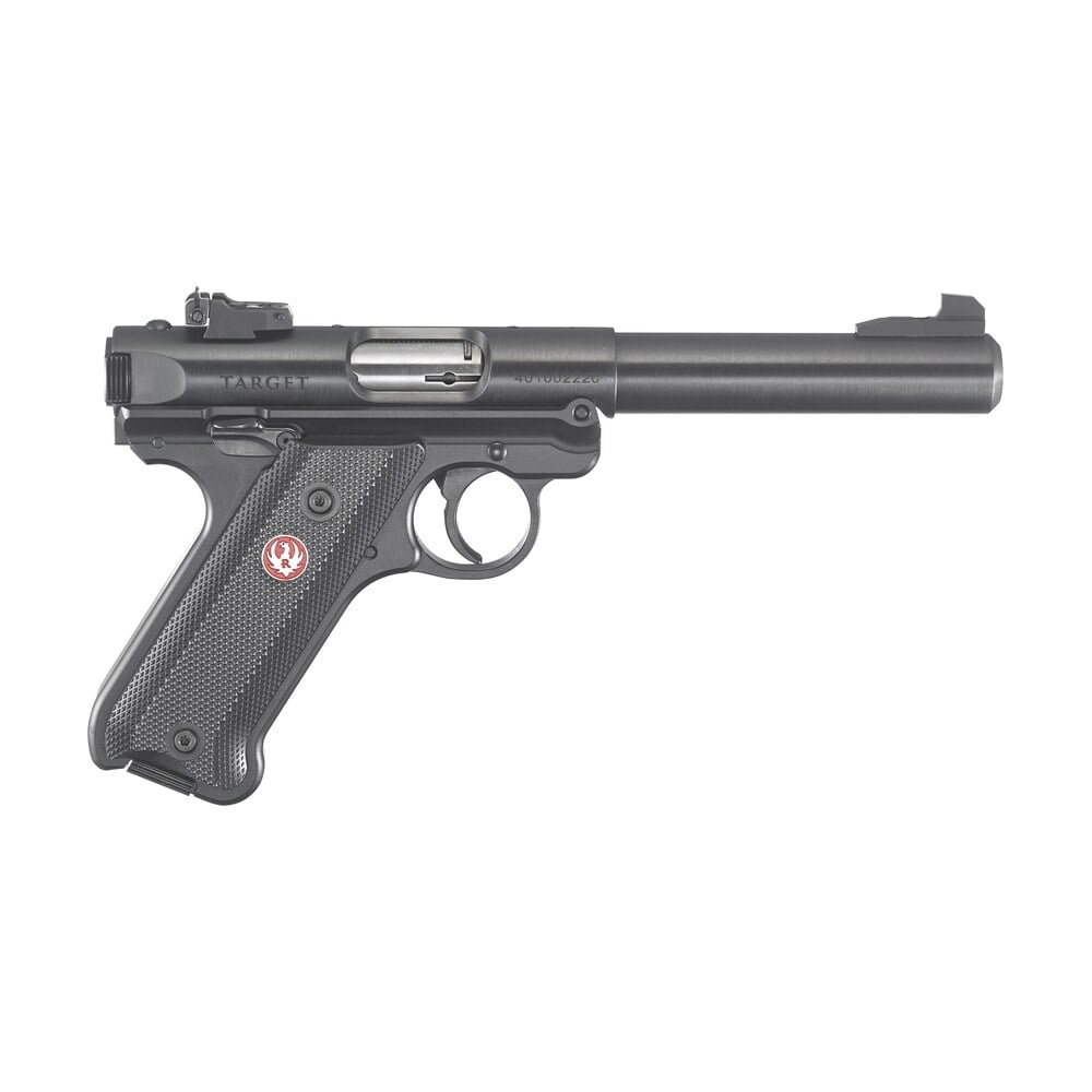 ruger 40101 mark iv target 22 lr 10+1 5.50″ blued bull barrel blued. blued aluminum frame, drilled & tapped receiver, black checkered polymer grip, right hand Ruger 40101 Mark IV Target 22 LR 10+1 5.50" Blued Bull Barrel Blued. Blued Aluminum Sports South item 22347