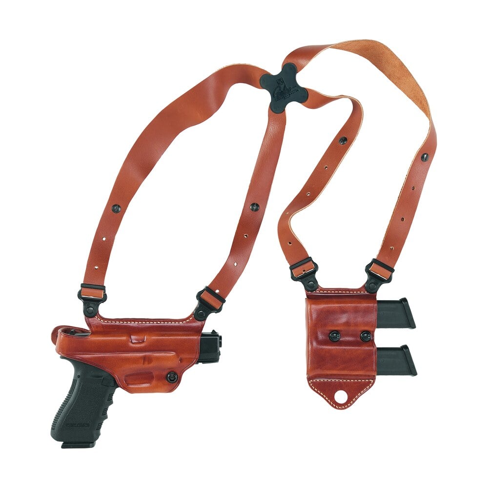 galco mcii224 miami classic ii shoulder system size fits chest up to 56″ tan leather compatible w/glock 17 gen1 5/19 gen1 5/22 gen2 5 right hand Galco MCII224 Miami Classic II Shoulder System Size Sports South item 2253