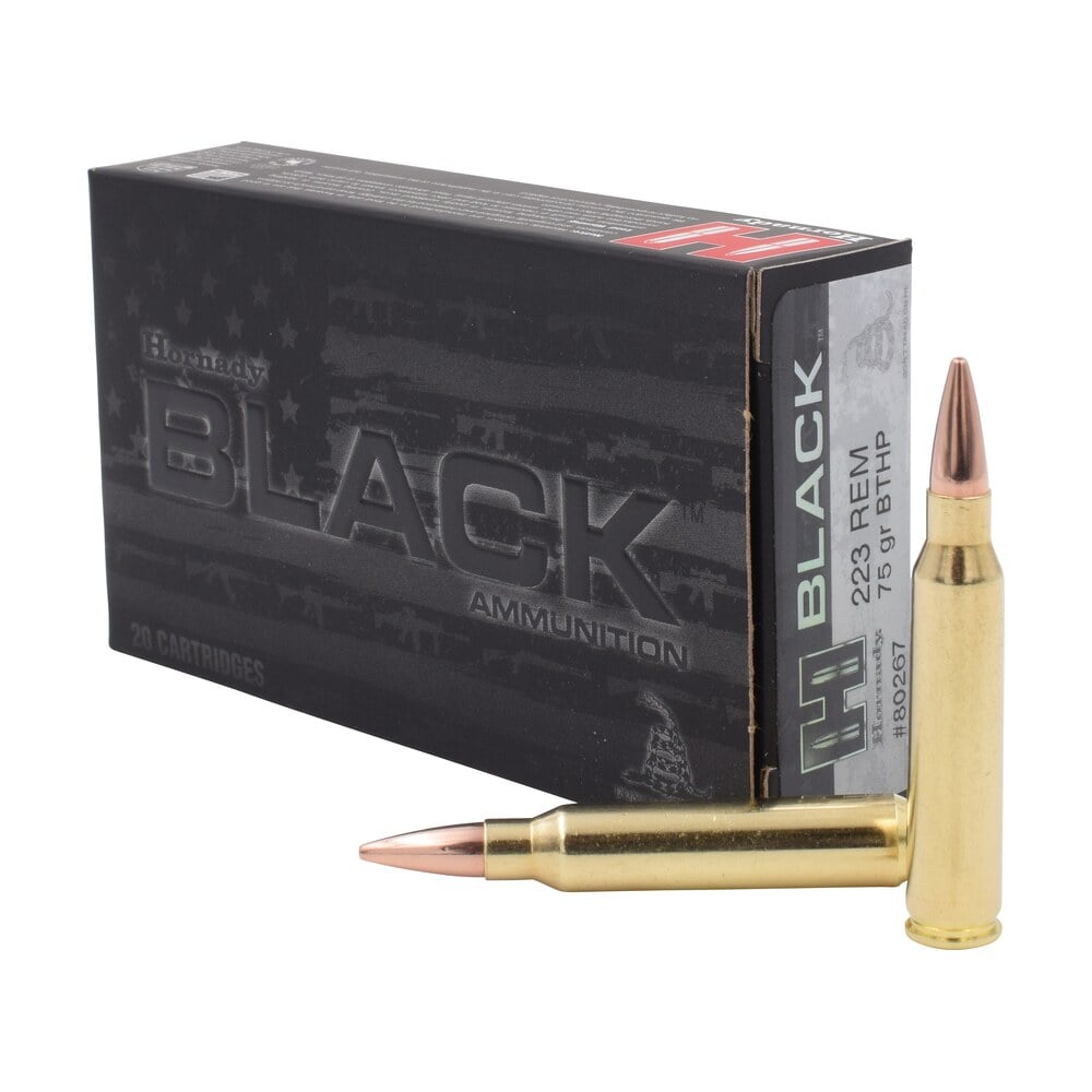 hornady 80267 black 223rem 75gr boat tail hollow point 20 per box/10 case Hornady 80267 Black 223Rem 75gr Boat Tail Hollow Point 20 Per Box/10 Case Sports South item 22877