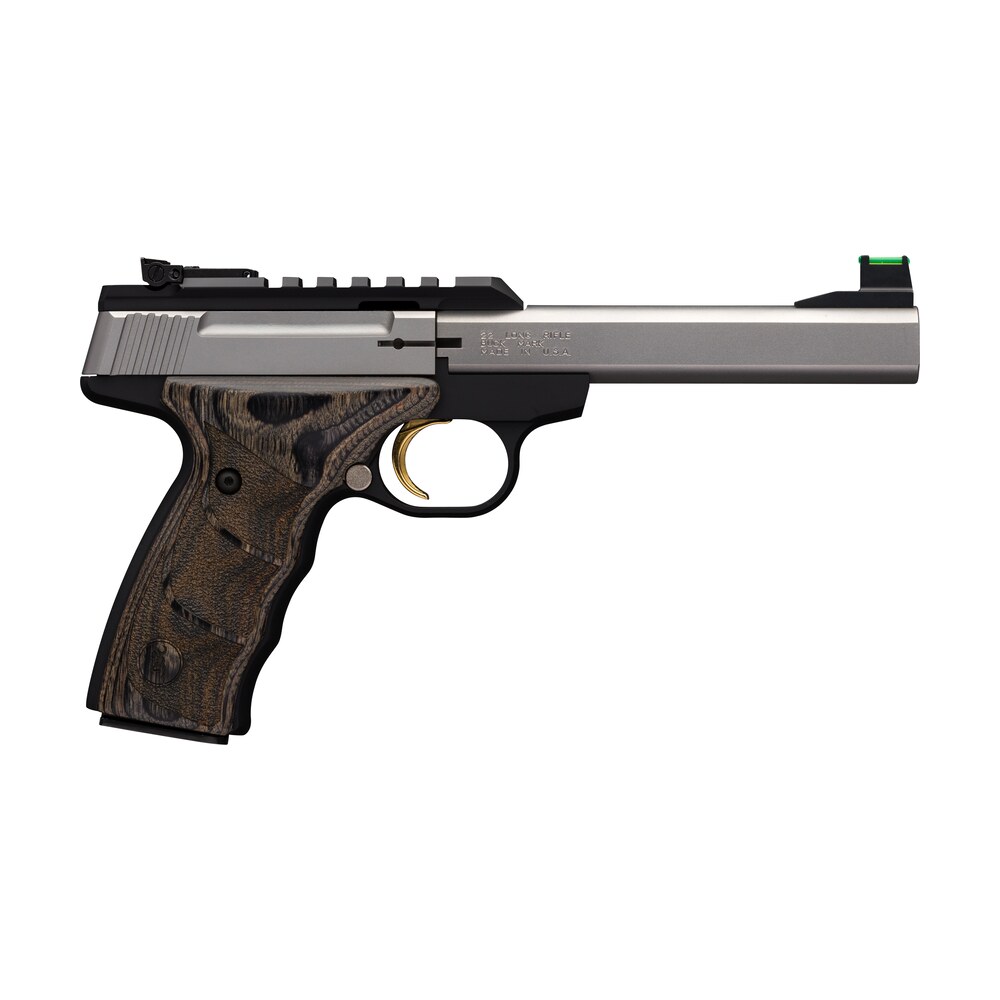 browning 051531490 buck mark plus 22 lr 10+1 5.50″ slab side barrel, stainless optic ready/serrated steel slide, matte black aluminum frame & black laminate udx grips Browning 051531490 Buck Mark Plus 22 LR 10+1 5.50" Slab Side Sports South item 23068