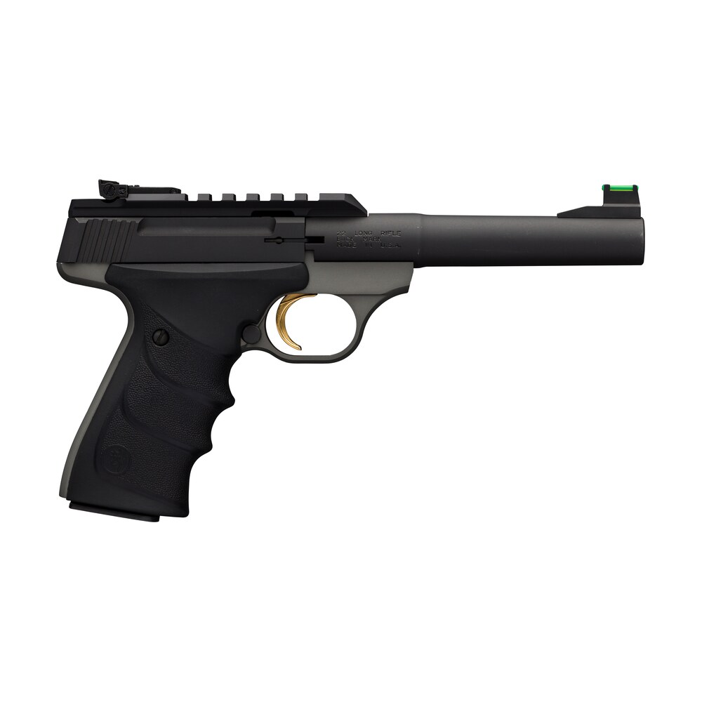 browning 051530490 buck mark plus practical 22 lr 10+1 5.50″ tapered bull barrel, matte black optic ready/serrated steel slide, matte gray aluminum frame, black ultragrip rx grips Browning 051530490 Buck Mark Plus Practical 22 LR 10+1 5.50" Tapered Bull Sports South item 23071