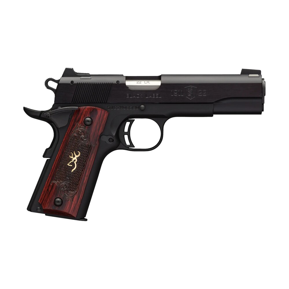 browning 051851490 1911 22 black label medallion full size frame 22 lr 10+1, 4.25″ target crown barrel, matte black serrated slide & aluminum frame w/beavertail Browning 051851490 1911-22 Black Label Medallion Full Size Frame 22 LR 10+1, 4.25" Target Crown Sports South item 23076