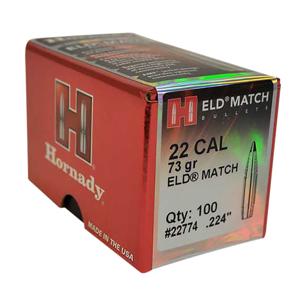 hornady 22774 eld match 22 cal .224 73 gr extremely low drag match 100 per box/ 25 case Hornady 22774 ELD Match 22 Cal .224 73 gr Extremely Low Drag Match 100 Per Box/ 25 Case Sports South item 23093