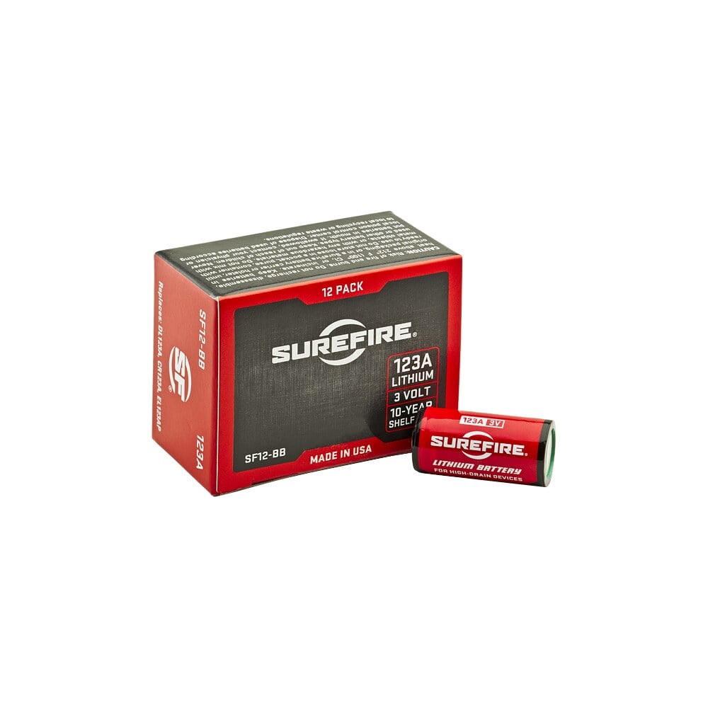 surefire sf12bb 123a batteries red/black 3.0 volts 1,550 mah (12) single package boxed SureFire SF12BB 123A Batteries Red/Black 3.0 Volts 1,550 mAh (12) Single Package Boxed Sports South item 23109