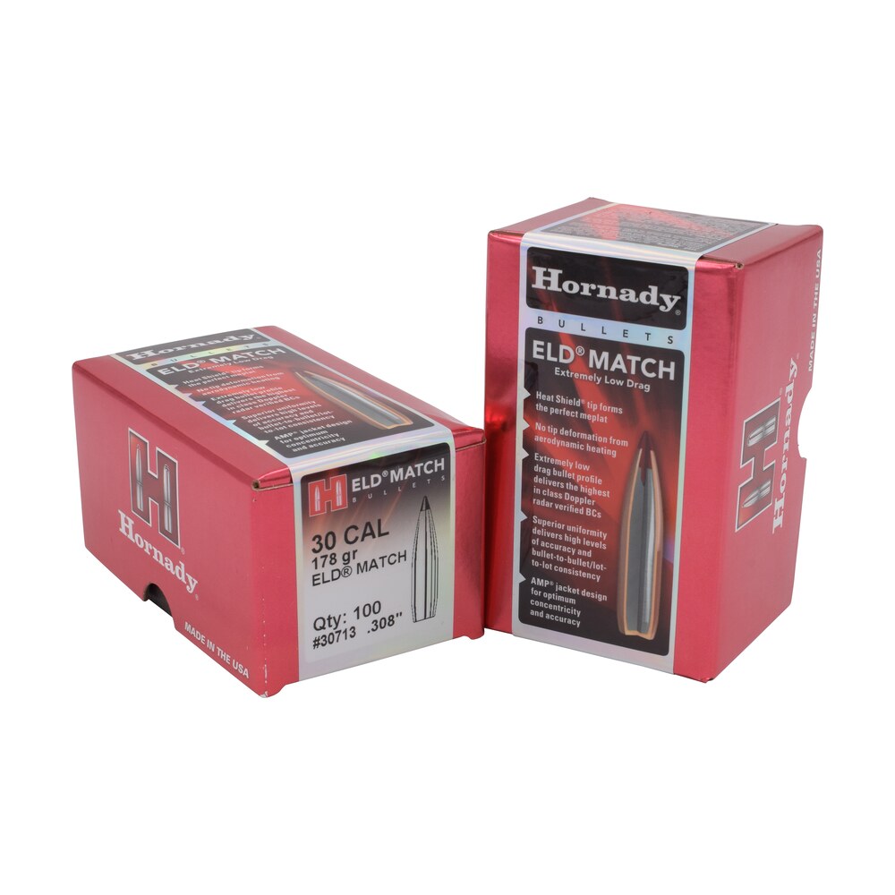hornady 30713 eld match 30 cal .308 178 gr extremely low drag match 100 per box/ 15 case Hornady 30713 ELD Match 30 Cal .308 178 gr Extremely Low Drag Match 100 Per Box/ 15 Case Sports South item 23117