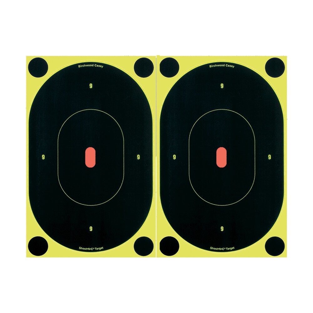 birchwood casey 34710 shoot n c reactive target self adhesive paper black/yellow 7″ oval silhouette 6 pack Birchwood Casey 34710 Shoot-N-C Reactive Target Self-Adhesive Paper Black/Yellow 7" Oval Sports South item 23363