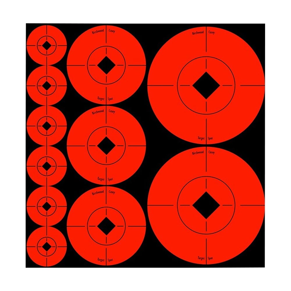 birchwood casey 33928 target spots self adhesive paper black/orange bullseye 60 pack Birchwood Casey 33928 Target Spots Self-Adhesive Paper Black/Orange Bullseye 60 Pack Sports South item 23439