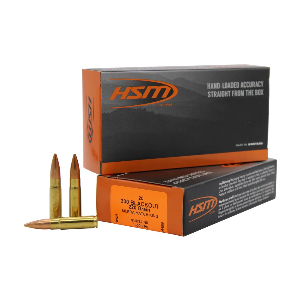 hsm 300blk4n match 300 blackout 220 gr sierra matchking bthp 20 per box/ 25 case HSM 300BLK4N Match 300 Blackout 220 gr Sierra MatchKing BTHP 20 Per Box/ 25 Case Sports South item 2379