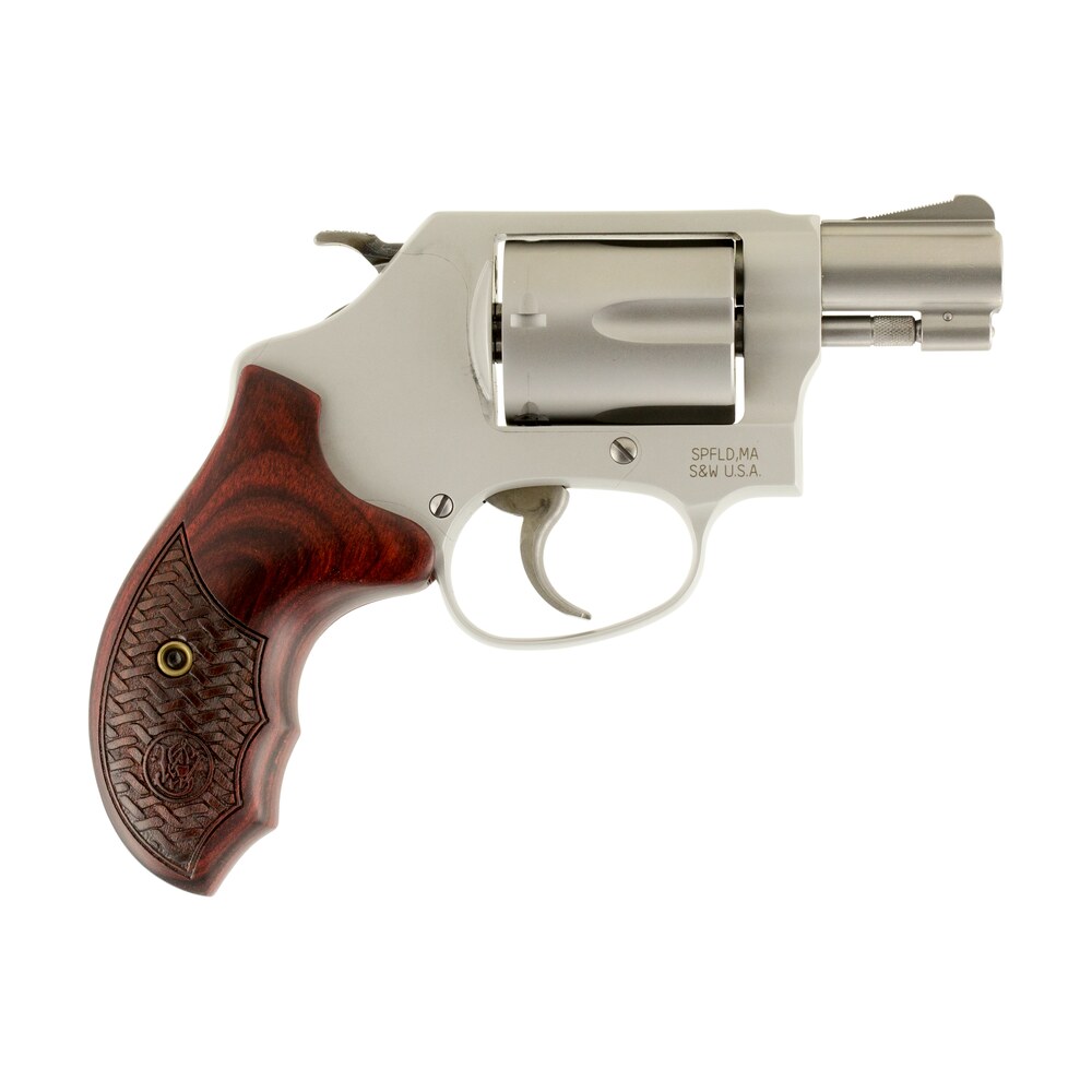 smith & wesson 170349 model 637 performance center enhanced action 38 s&w spl +p 5 shot 1.88″ stainless steel barrel/cylinder, matte silver aluminum alloy j frame, custom wood grip, internal lock Smith & Wesson 170349 Model 637 Performance Center Enhanced Sports South item 24007
