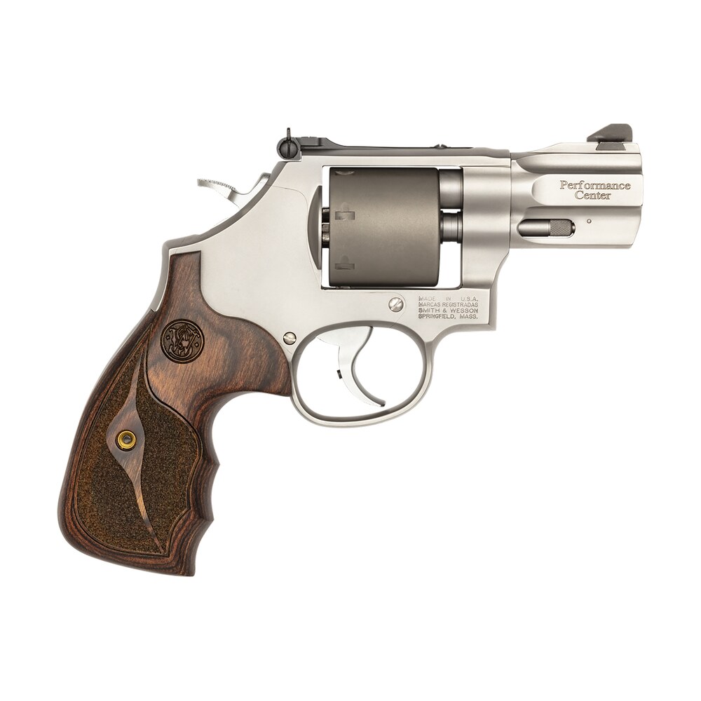 smith & wesson 10227 performance center model 986 9mm luger 7rd 2.50″ stainless steel barrel with recessed crown, unfluted cylinder, stainless steel frame with custom wood grip includes moon clips Smith & Wesson 10227 Performance Center Model 986 9mm Luger 7rd 2.50" Stainless Steel Sports South item 24010