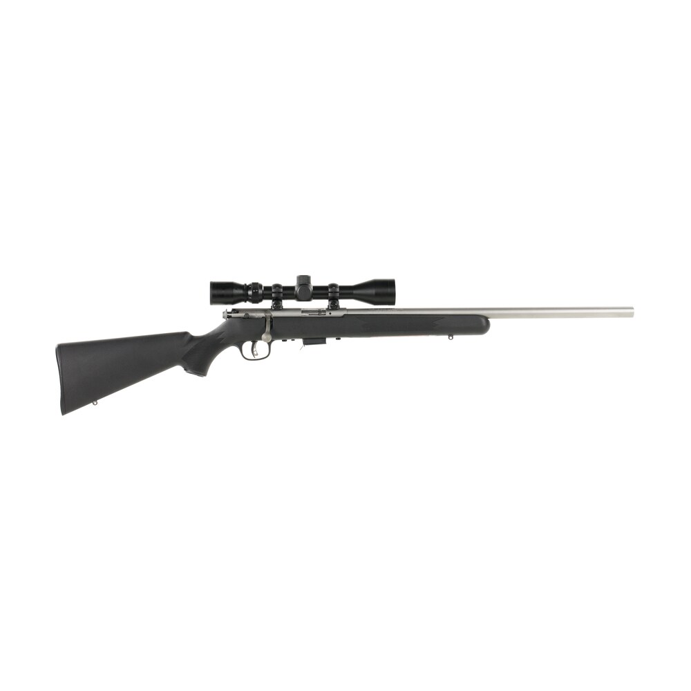 savage arms 95200 93 fvss xp full size 22 wmr 5+1 21″ matte stainless heavy barrel, matte drilled & tapped stainless steel receiver, matte black fixed synthetic stock, 3 9x40mm duplex, right hand Savage Arms 95200 93 FVSS XP Full Size 22 WMR 5+1 21" Matte Stainless Heavy Sports South item 24148