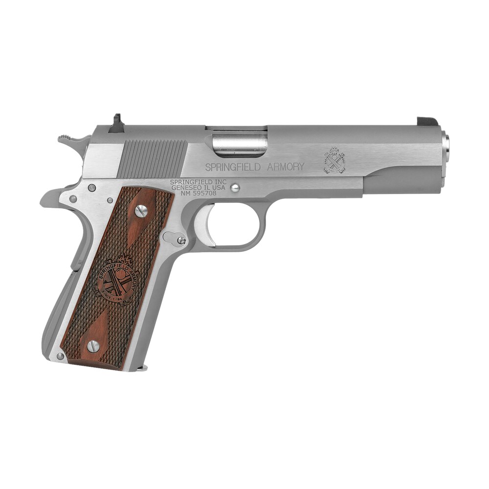 springfield armory pb9151lca 1911 mil spec *ca compliant 45 acp 7+1, 5″ stainless match grade steel barrel, serrated stainless steel slide & frame w/beavertail, crossed cannon cocobolo grip Springfield Armory PB9151LCA 1911 Mil-Spec *CA Compliant 45 ACP 7+1, 5" Stainless Match Grade Sports South item 24314