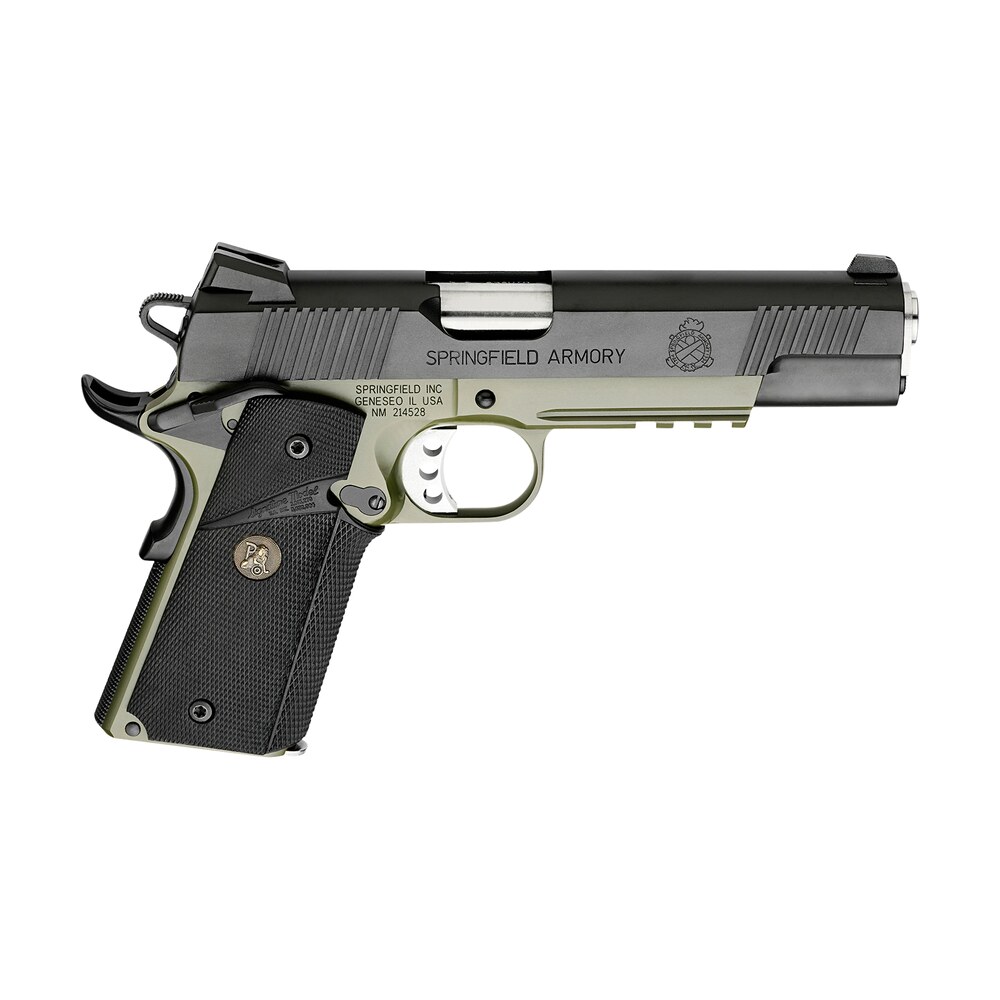 springfield armory px9105mlca18 1911 loaded operator *ca compliant 45 acp 5″ 7+1 od green armory kote black armory kote carbon steel slide black wraparound rubber grip Springfield Armory PX9105MLCA18 1911 Loaded Operator *CA Compliant 45 ACP 5" 7+1 OD Green Sports South item 24320