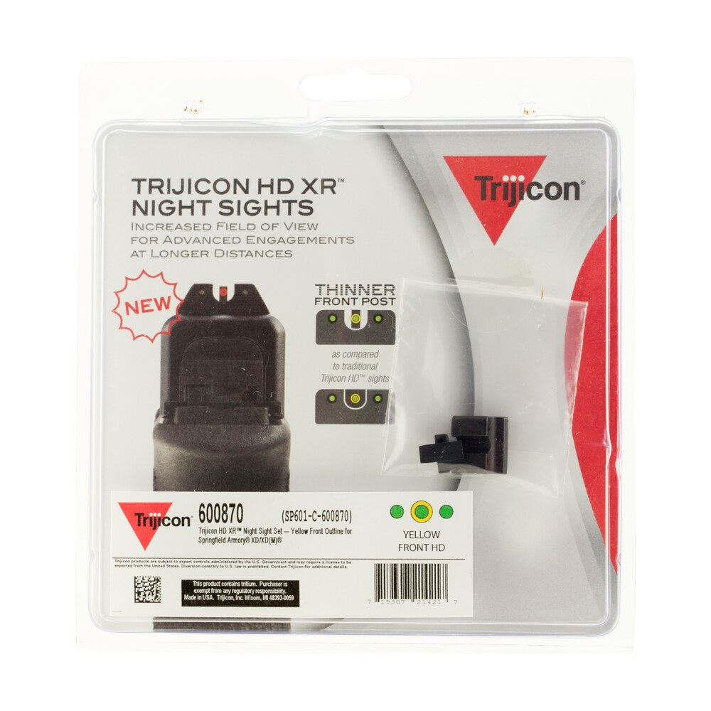 trijicon 600870 hd xr night sights green/tritium yellow outline front sight green tritium black outline rear sight springfield armory xd/xd m/xd mod.2 Trijicon 600870 HD XR Night Sights Green/Tritium Yellow Outline Front Sight-Green Tritium Black Sports South item 24435