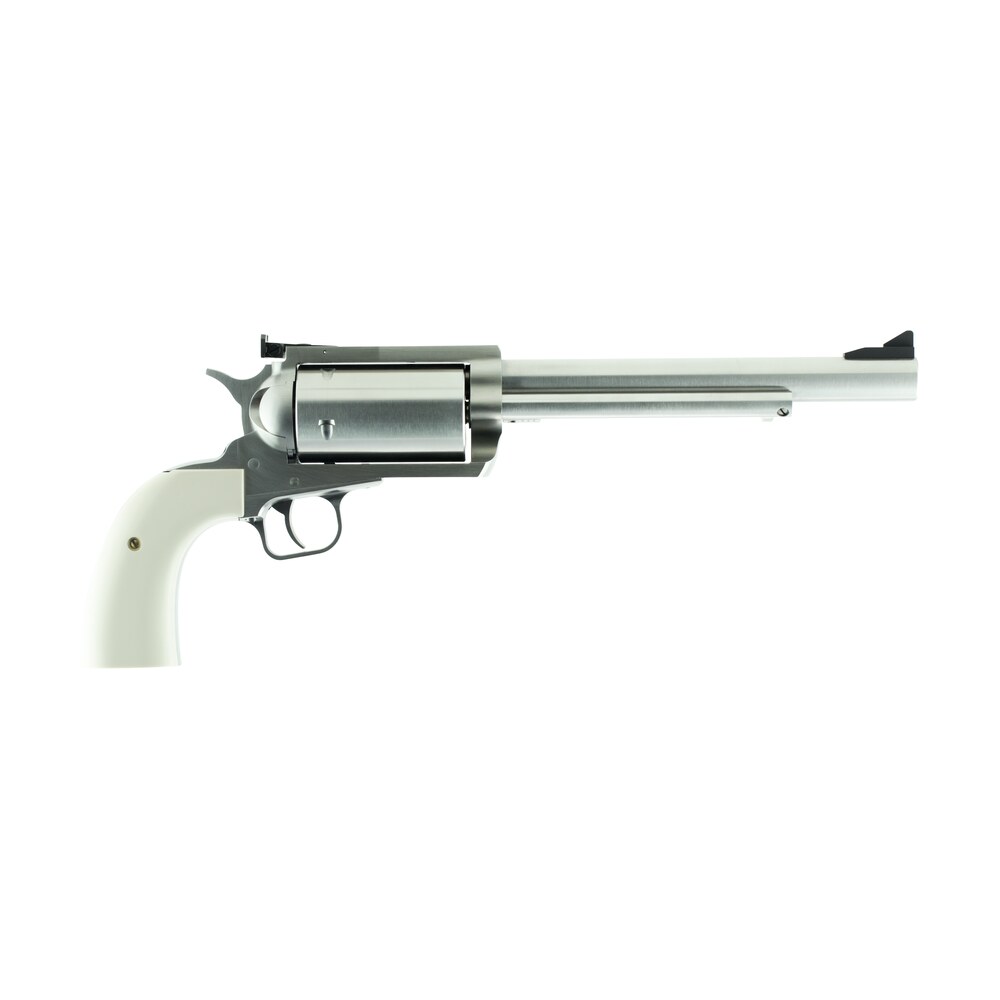 magnum research bfr45707b bfr long cylinder extra large 45 70 gov 5 shot 7.50″ brushed stainless steel barrel, cylinder & frame, bisley white laminate grip, exposed hammer Magnum Research BFR45707B BFR Long Cylinder Extra Large 45-70 Gov 5 Shot 7.50" Brushed Sports South item 24771