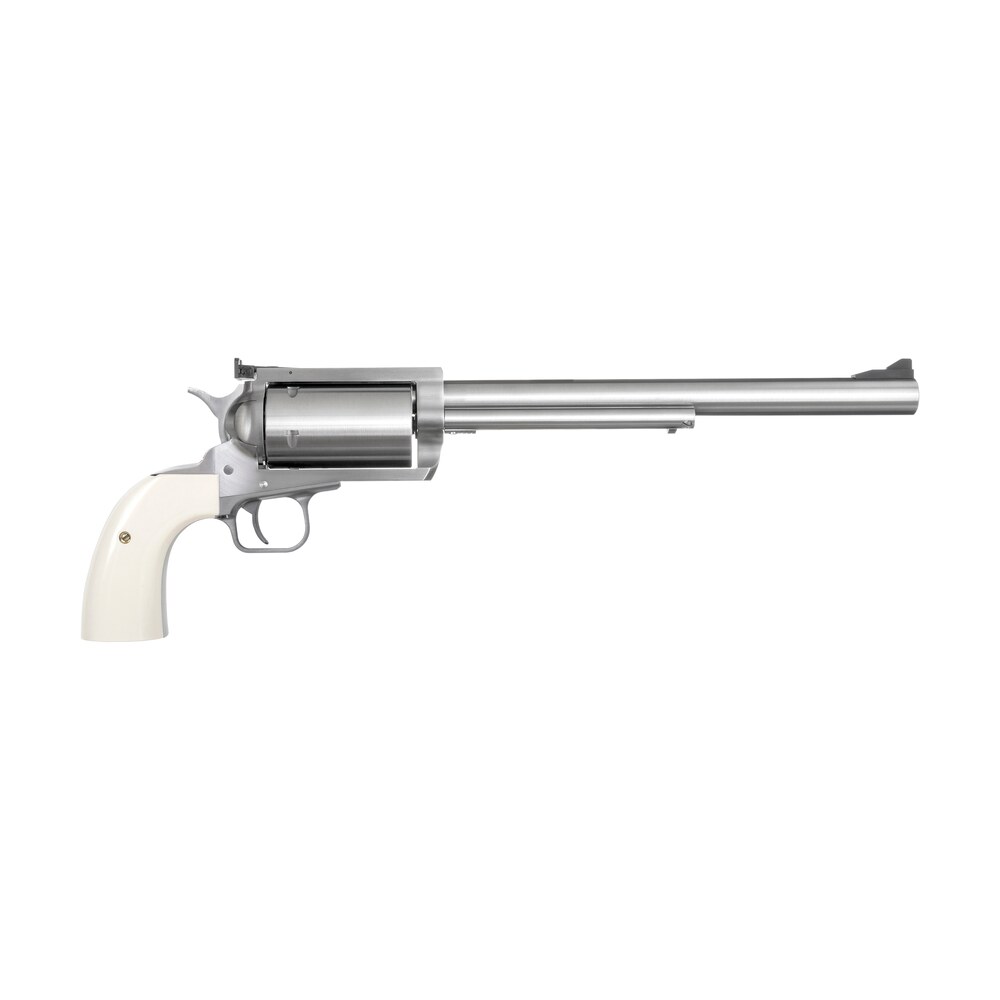 magnum research bfr4570b bfr long cylinder extra large 45 70 gov 5 shot 10″ brushed stainless steel barrel, cylinder & frame, bisley white laminate grip, exposed hammer Magnum Research BFR4570B BFR Long Cylinder Extra Large 45-70 Gov 5 Shot 10" Brushed Stainless Sports South item 24772
