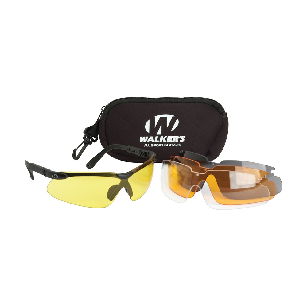 walker’s gwpasg4l2 sport glasses combo adult clear/smoke gray/amber/yellow lens polycarbonate black frame Walker's GWPASG4L2 Sport Glasses Combo Adult Clear/Smoke Gray/Amber/Yellow Lens Polycarbonate Sports South item 24938