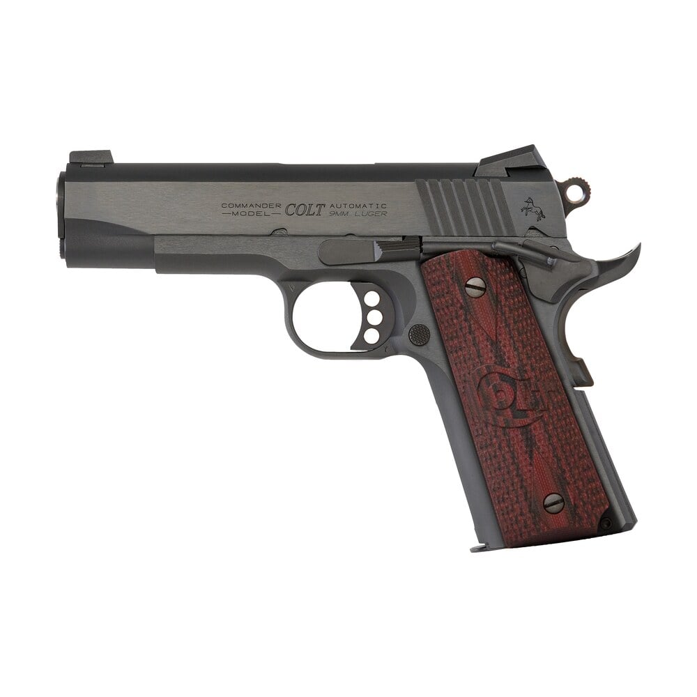 colt mfg o4942xe commander combat 9mm luger 9+1 4.25″ steel barrel, blued serrated carbon steel slide, blued carbon steel frame w/beavertail, black cherry g10 grip, ambidextrous Colt Mfg O4942XE Commander Combat 9mm Luger 9+1 4.25" Steel Sports South item 25081