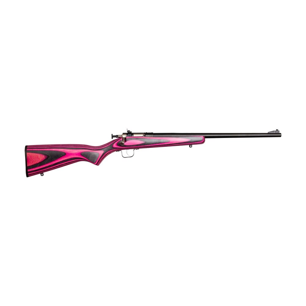 crickett ksa2225 youth 22 lr 1rd 16.12″ blued barrel & receiver, fixed front/adjustable rear peep sights, pink/black laminate stock w/11.5″ lop, rebounding firing pin safety Crickett KSA2225 Youth 22 LR 1rd 16.12" Blued Barrel & Receiver, Fixed Front/Adjustable Sports South item 25678