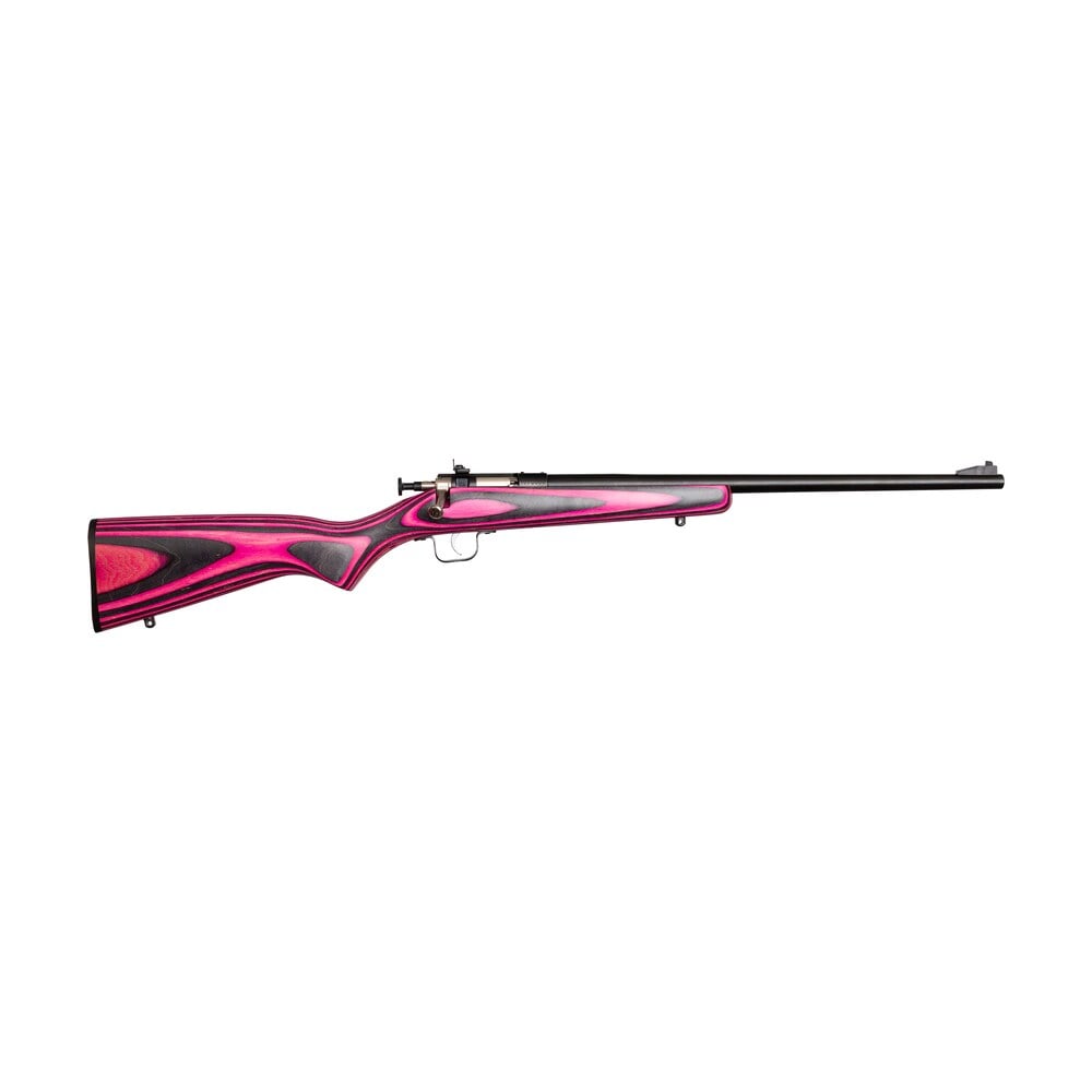 crickett ksa2226 youth 22 lr 1rd 16.12″ stainless steel barrel, fixed front/adjustable rear peep sights, pink/black laminate stock w/11.5″ lop, rebounding firing pin safety Crickett KSA2226 Youth 22 LR 1rd 16.12" Stainless Steel Sports South item 25679