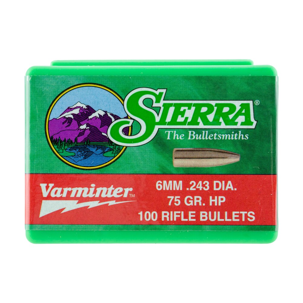 sierra 1510 varminter 6mm 75gr hollow point 100/box Sierra 1510 Varminter 6mm 75gr Hollow Point 100/Box Sports South item 25823