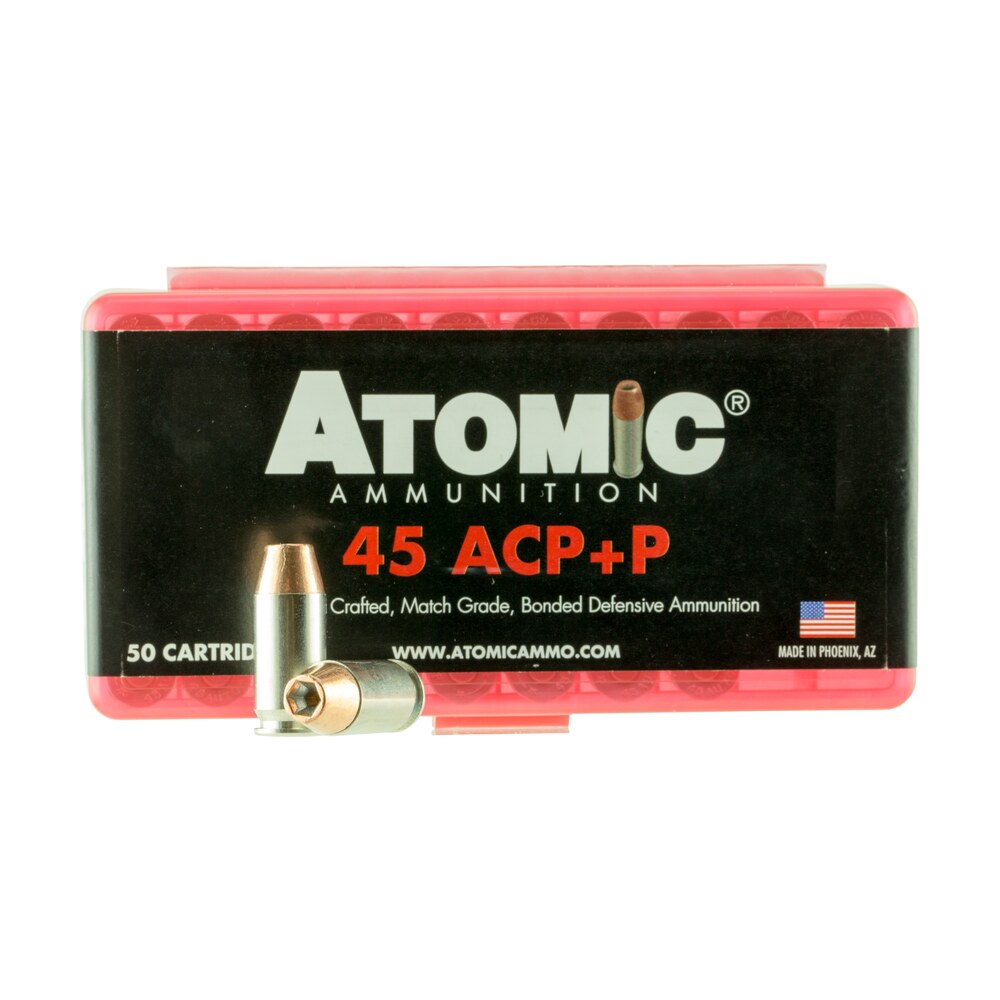 atomic ammunition 00412 pistol precision craft 45acp +p 185gr bonded match hollow point 50 per box/10 case Atomic Ammunition 00412 Pistol Precision Craft 45ACP +P 185gr Bonded Match Hollow Point 50 Per Sports South item 26140