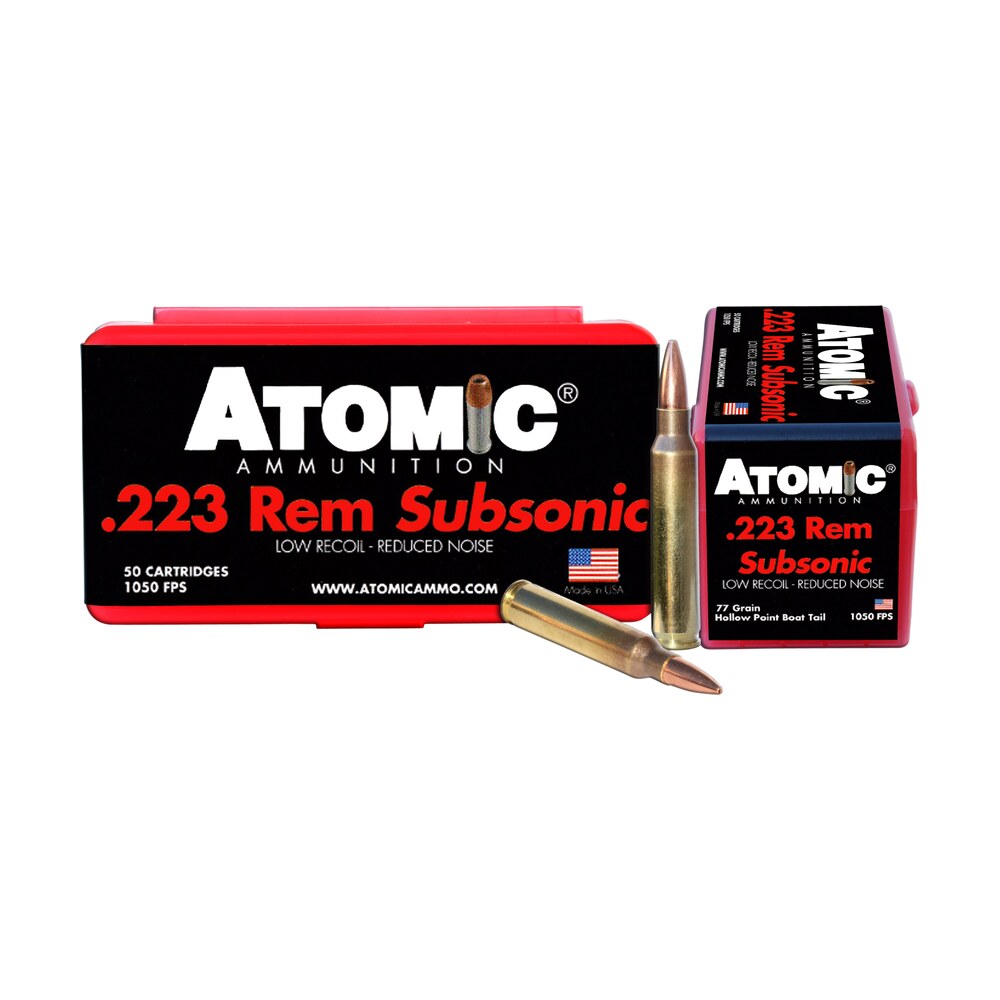 atomic ammunition 00429 rifle subsonic 223rem 77gr hollow point boat tail 50 per box/10 case Atomic Ammunition 00429 Rifle Subsonic 223Rem 77gr Hollow Point Boat Tail 50 Per Box/10 Case Sports South item 26142