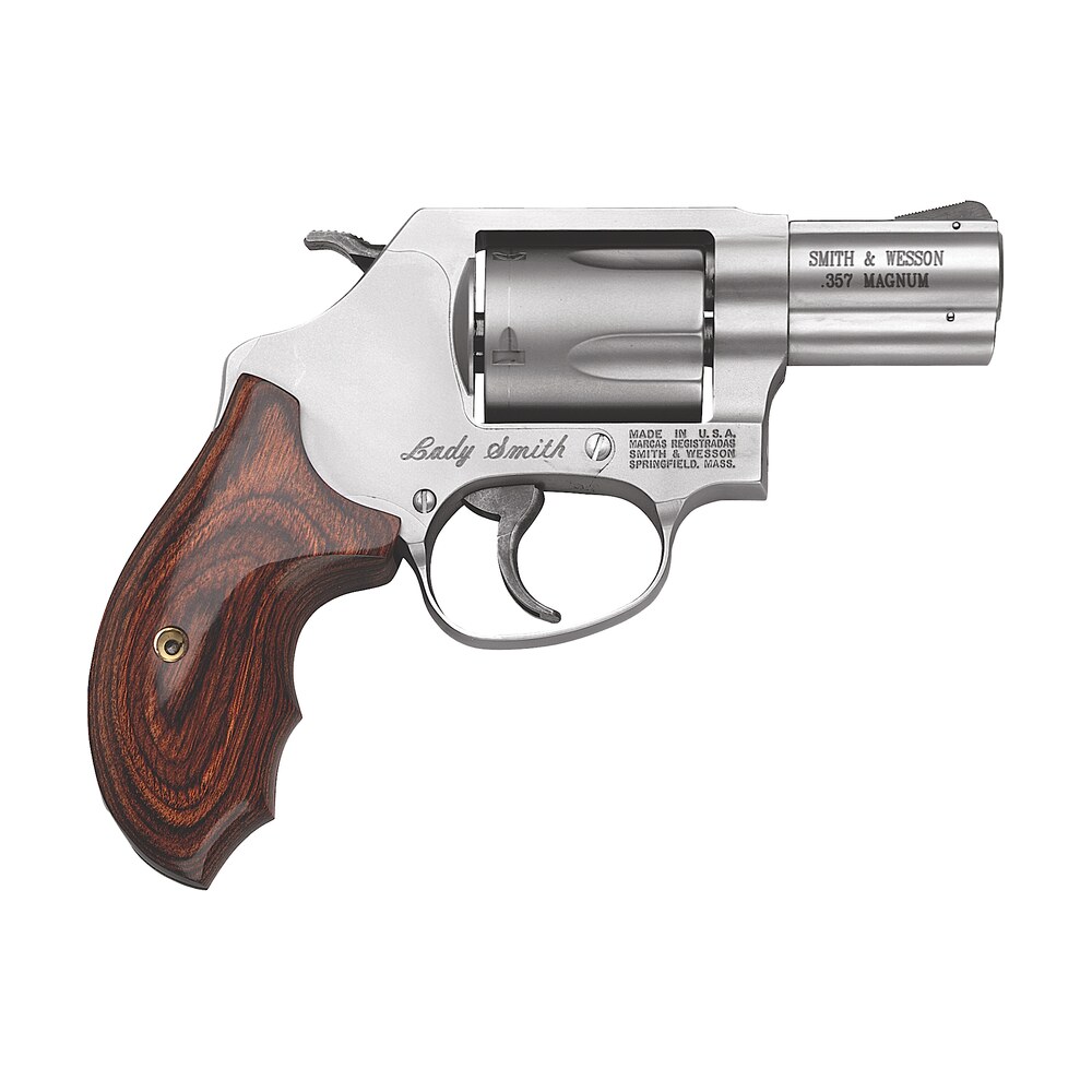 smith & wesson 162414 model 60 ladysmith *ca compliant j frame 357 mag/38 special +p 5 shot 2.12″ satin stainless steel barrel, satin cylinder, satin stainless steel frame, wood grip, exposed hammer Smith & Wesson 162414 Model 60 Ladysmith *CA Compliant J-Frame 357 Mag/38 Special +P 5 Shot Sports South item 26261