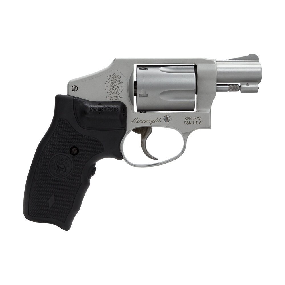 smith & wesson 163811 model 642 airweight 38 special + p 5 shot 1.88″ stainless steel barrel/cylinder, matte silver aluminum alloy j frame, includes crimson trace lg 305 lasergrip Smith & Wesson 163811 Model 642 Airweight 38 Special + P 5 Shot 1.88" Stainless Steel Sports South item 26376
