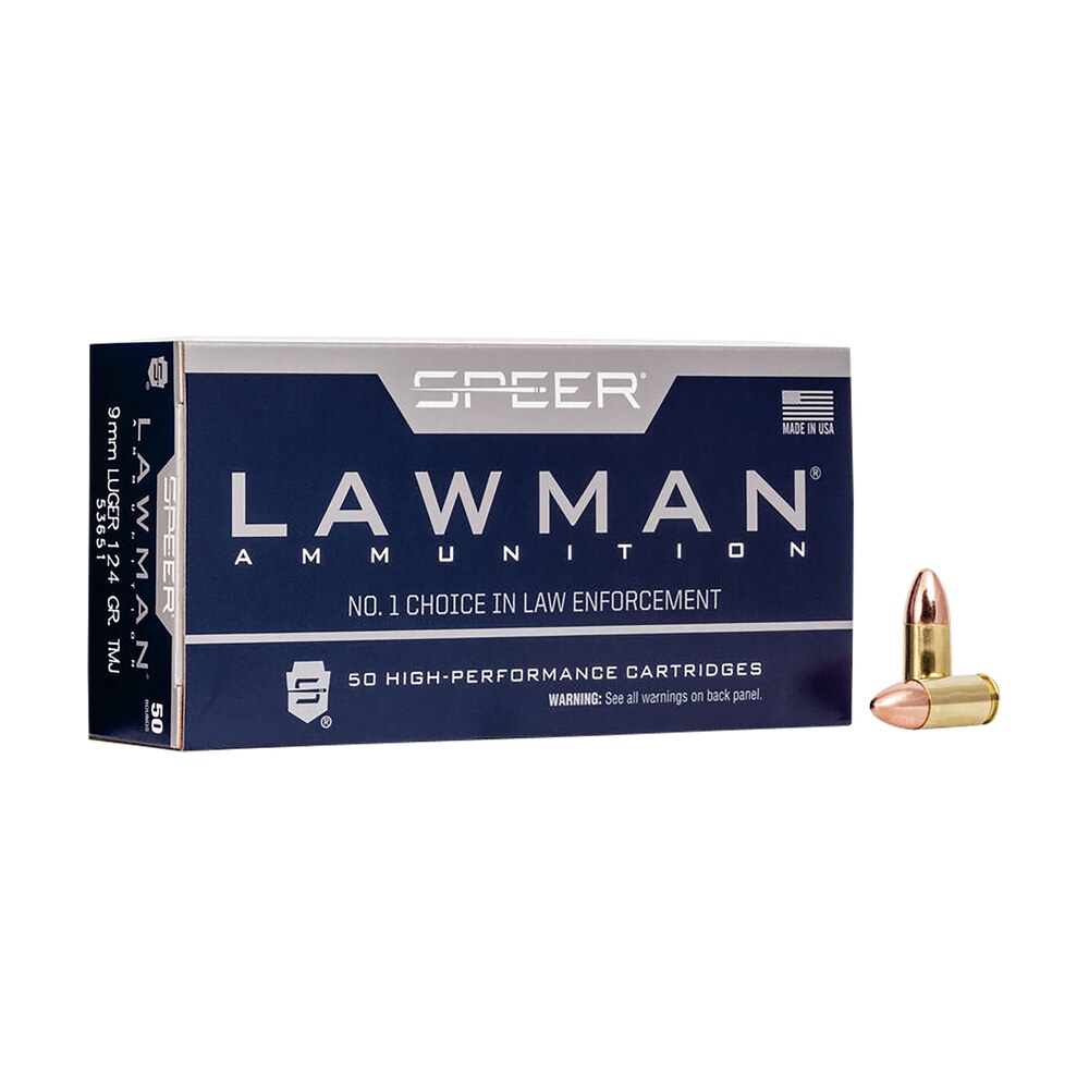 speer 53651 lawman 9mmluger 124gr total metal jacket 50 per box/20 case Speer 53651 Lawman 9mmLuger 124gr Total Metal Jacket 50 Per Box/20 Case Sports South item 26605