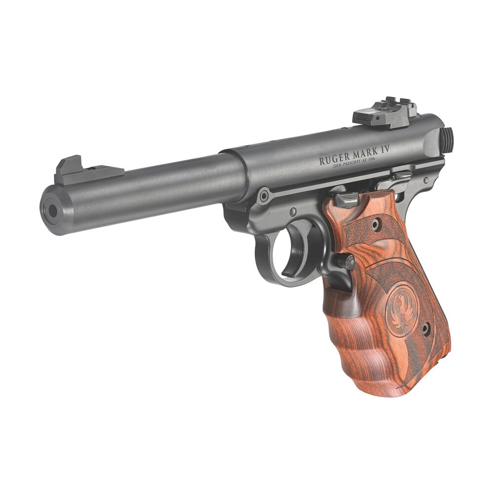 ruger 40159 mark iv target 22 lr 10+1 5.50″ stainless bull barrel, blued steel drilled & tapped receiver, target laminate w/finger groove grip, right hand Ruger 40159 Mark IV Target 22 LR 10+1 5.50" Stainless Bull Sports South item 27155