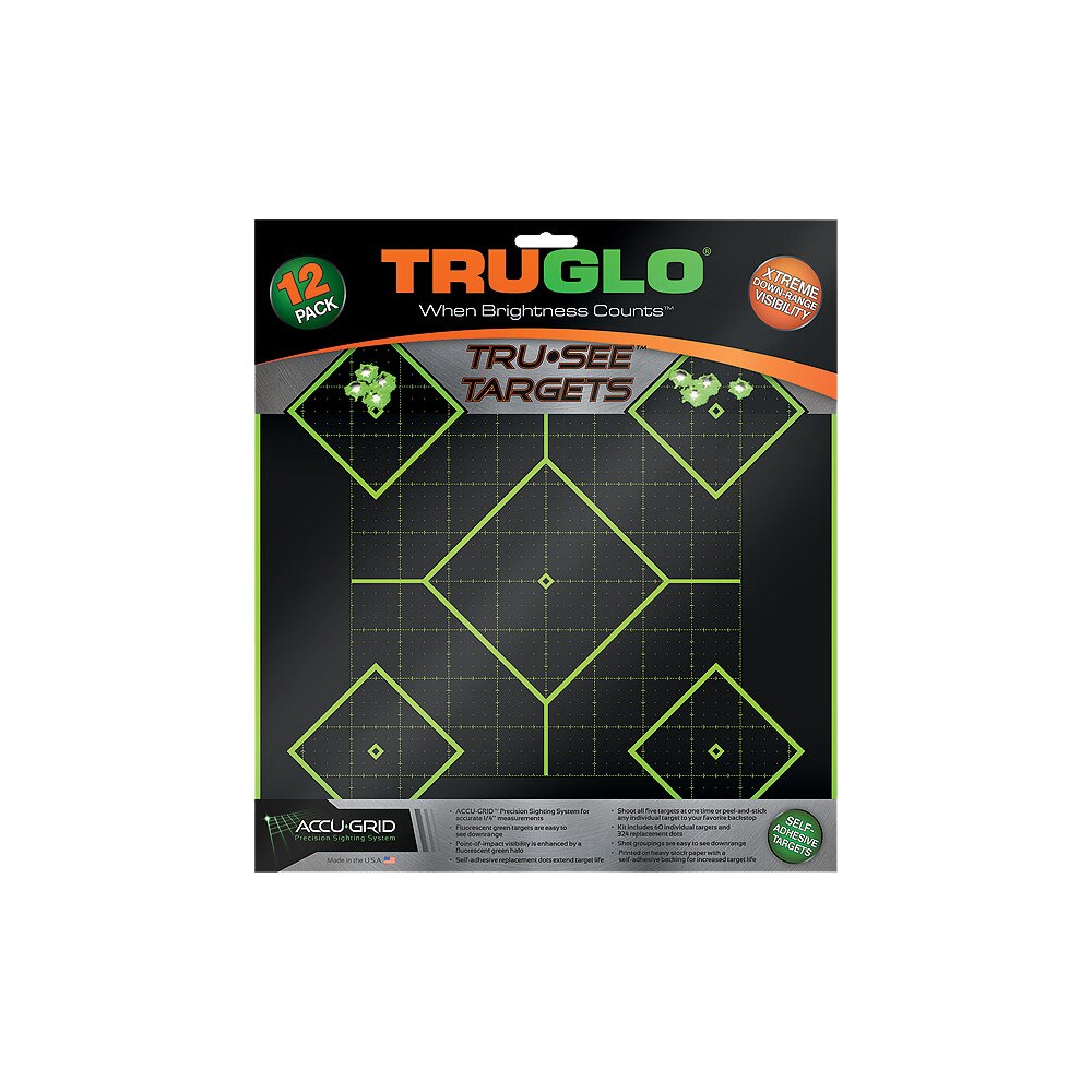 truglo tg14a12 tru see 5 diamond target self adhesive heavy paper black/green 12″x12″ 12 pack TruGlo TG14A12 Tru-See 5- Diamond Target Self-Adhesive Heavy Paper Black/Green 12"x12" 12 Pack Sports South item 2787