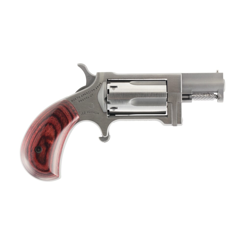north american arms sw sidewinder 22 wmr 5 shot 1.50″ stainless steel barrel, frame & cylinder, rosewood birdshead grip exposed hammer North American Arms SW Sidewinder 22 WMR 5 Shot 1.50" Stainless Steel Sports South item 28488