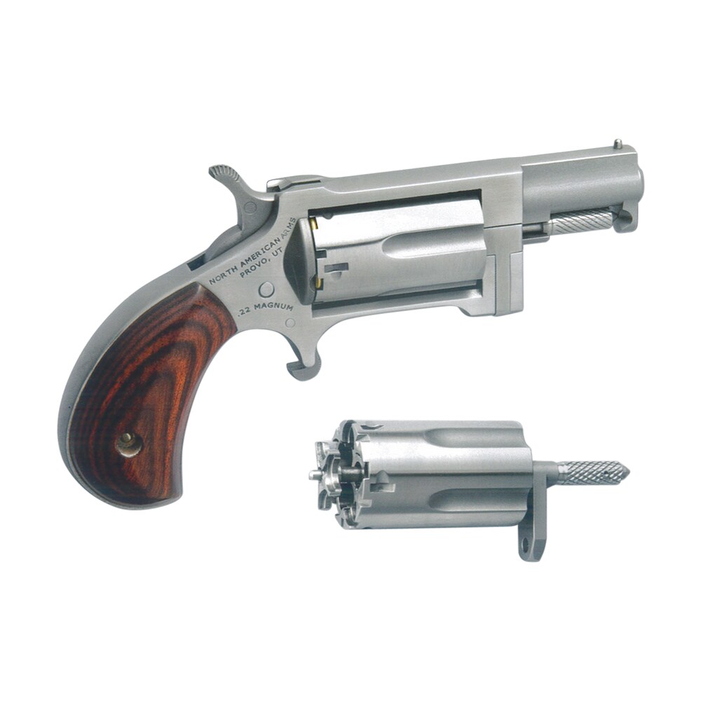 north american arms swc sidewinder conversion 22 lr/22 wmr 5 shot 1.50″ stainless steel barrel, frame & cylinder, rosewood birdshead grip, exposed hammer North American Arms SWC Sidewinder Conversion 22 LR/22 WMR 5 Shot 1.50" Stainless Steel Sports South item 28489