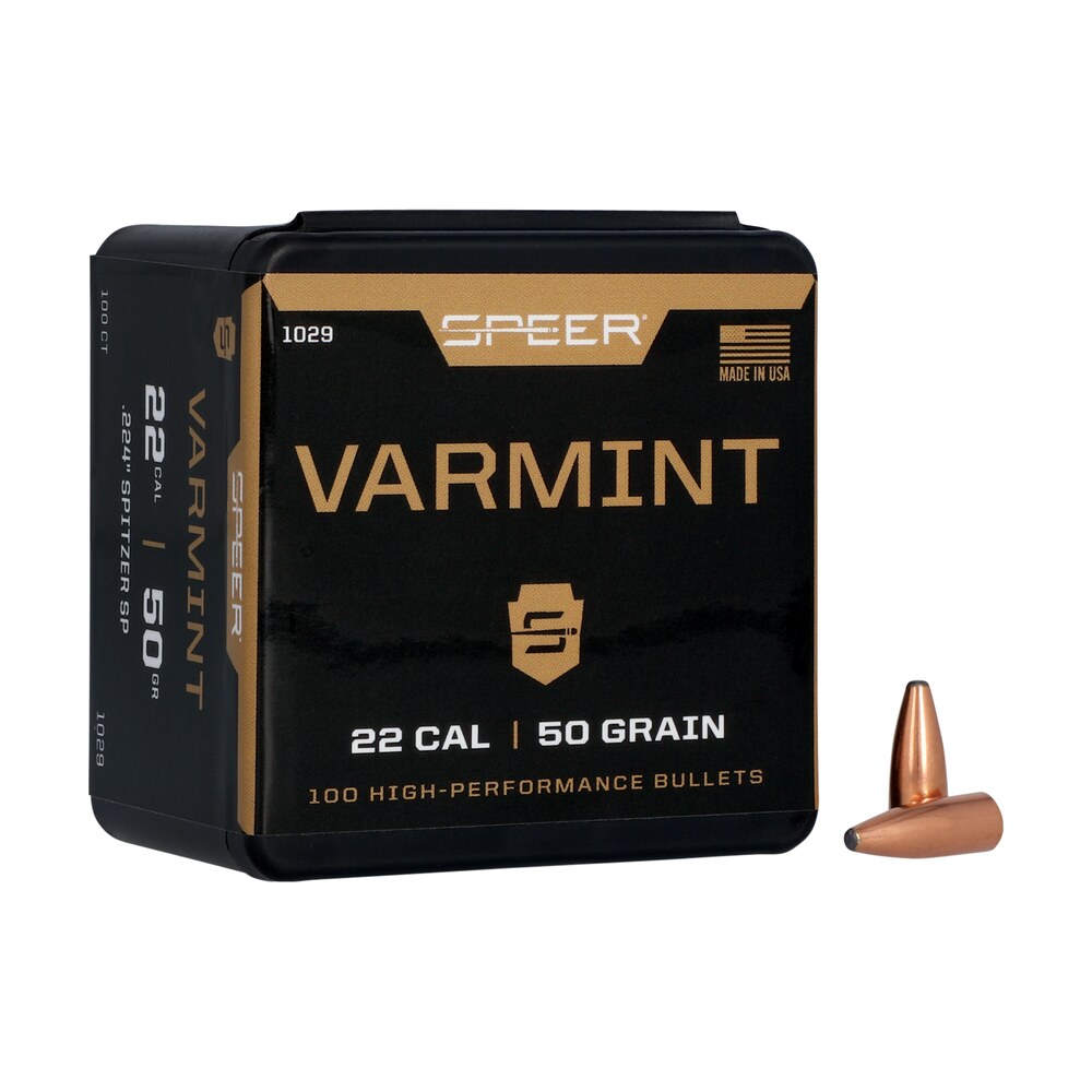 speer 1029 varmint 22cal 50gr jacketed soft point 100 per box/5 case Speer 1029 Varmint 22Cal 50gr Jacketed Soft Point 100 Per Box/5 Case Sports South item 29005
