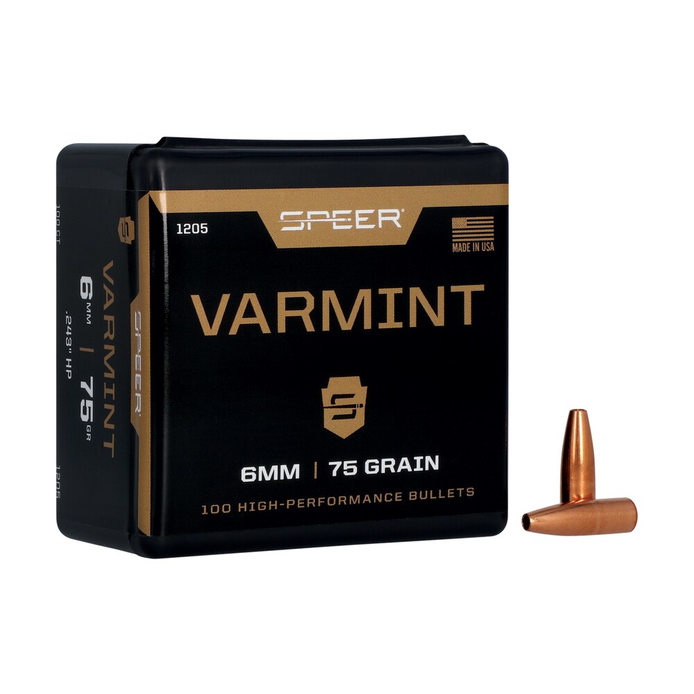 speer 1205 varmint 6mm 75gr jacketed hollow point 100 per box/5 case Speer 1205 Varmint 6mm 75gr Jacketed Hollow Point 100 Per Box/5 Case Sports South item 29014