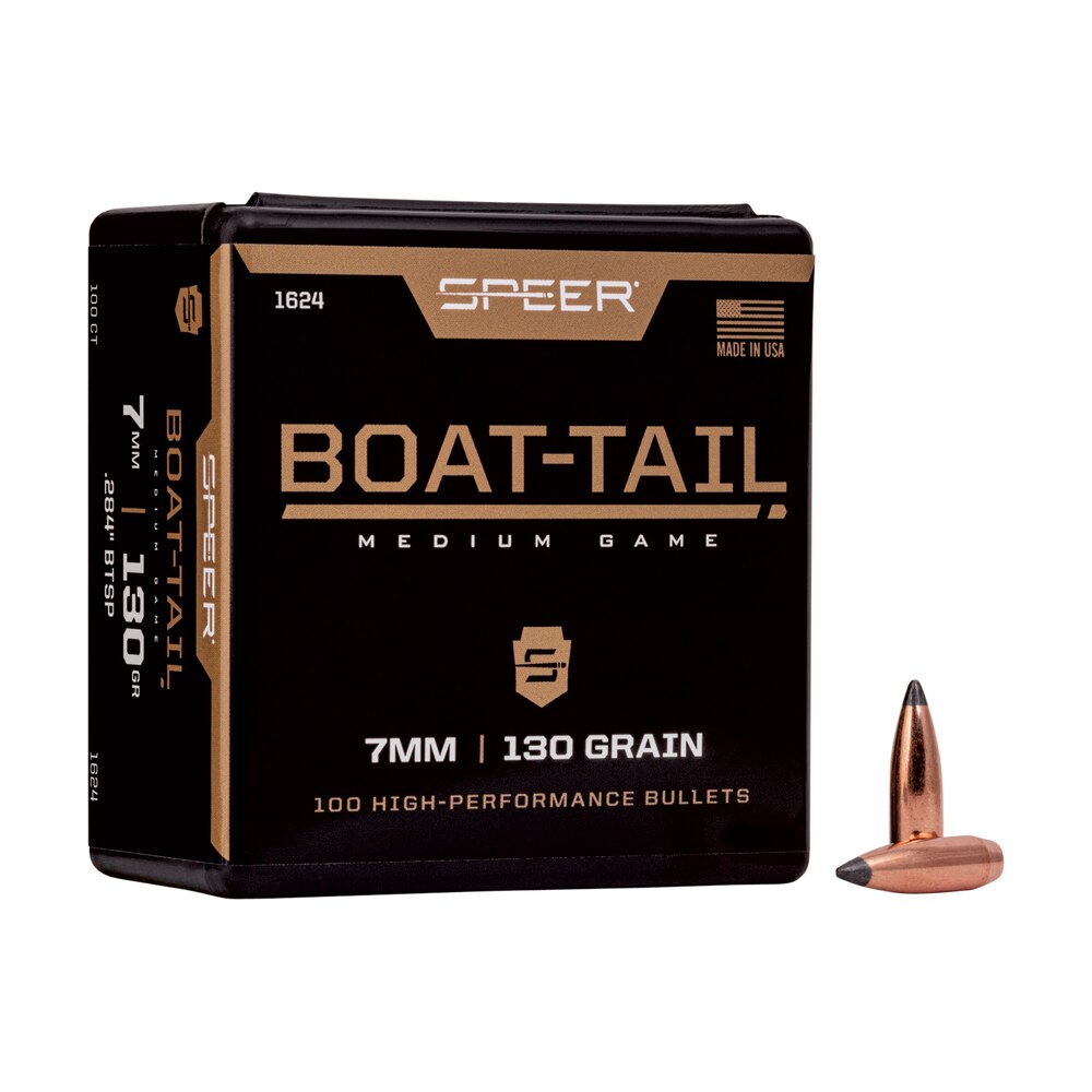 speer 1624 boat tail 7mm 130gr jacketed soft point boat tail 100 per box/5 case Speer 1624 Boat-Tail 7mm 130gr Jacketed Soft Point Boat Tail 100 Per Box/5 Case Sports South item 29043