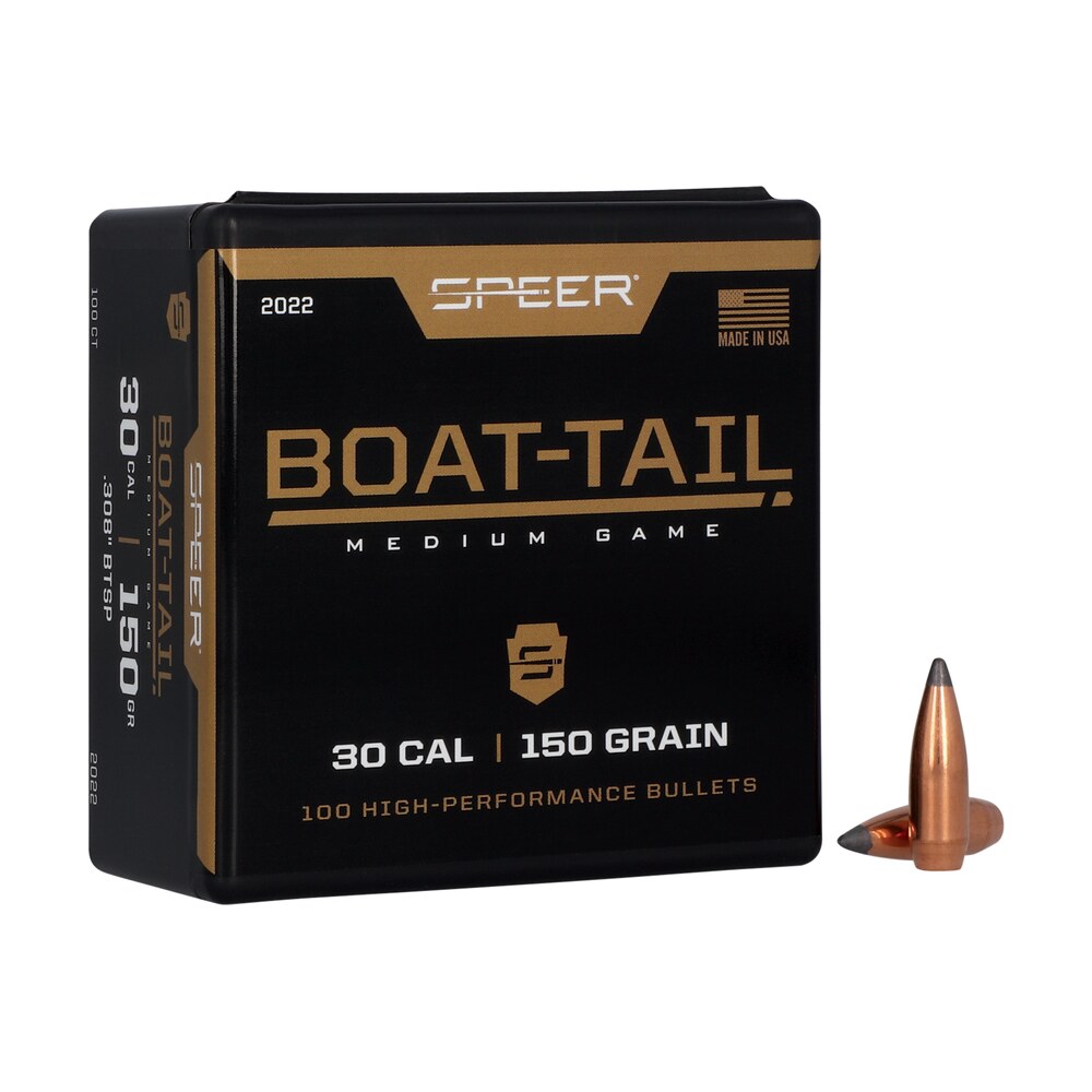 speer 2022 boat tail 30cal 150gr jacketed soft point boat tail 100 per box/5 case Speer 2022 Boat-Tail 30Cal 150gr Jacketed Soft Point Boat Tail 100 Per Box/5 Case Sports South item 29064