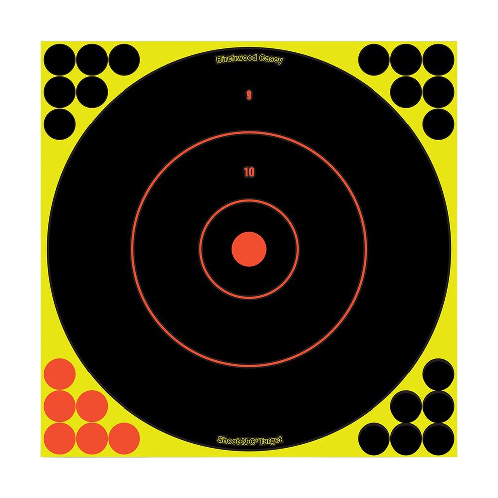 birchwood casey 34022 shoot n c reactive target self adhesive paper black/yellow/red 12″ bullseye 12 pack Birchwood Casey 34022 Shoot-N-C Reactive Target Self-Adhesive Paper Black/Yellow/Red 12" Sports South item 29422