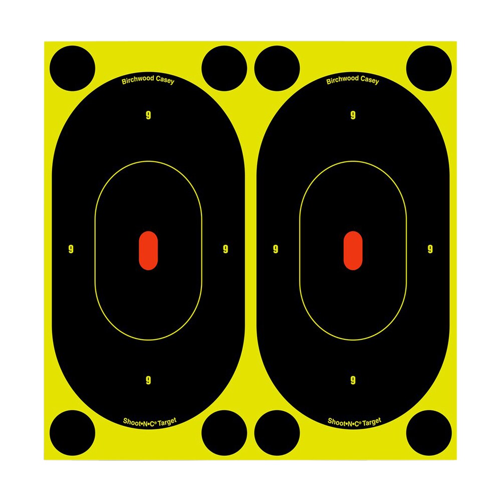 birchwood casey 34750 shoot n c reactive target self adhesive paper black/yellow 7″ oval silhouette 60 pack Birchwood Casey 34750 Shoot-N-C Reactive Target Self-Adhesive Paper Black/Yellow 7" Oval Sports South item 29444