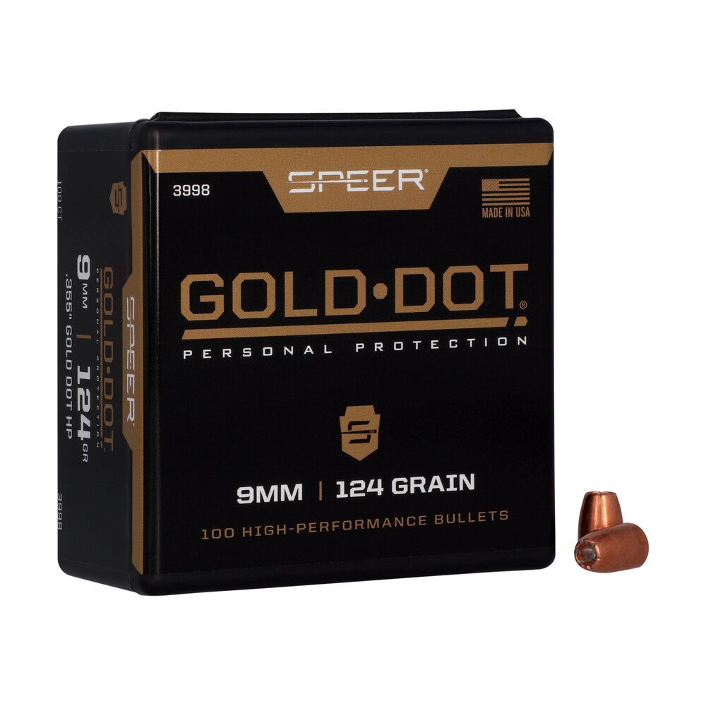 speer 3998 gold dot personal protection 9mm 124gr hollow point 100 per box/5 case Speer 3998 Gold Dot Personal Protection 9mm 124gr Hollow Point 100 Per Box/5 Case Sports South item 29657
