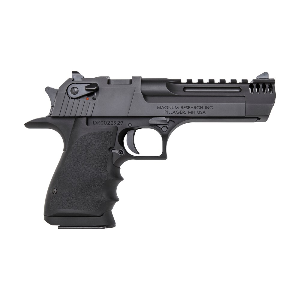 magnum research de357l5imb desert eagle l5 357 mag 5″ with muzzle brake 9+1 black hardcoat anodized aluminum frame black carbon steel slide black hogue wraparound rubber grip Magnum Research DE357L5IMB Desert Eagle L5 357 Mag 5" Sports South item 3002