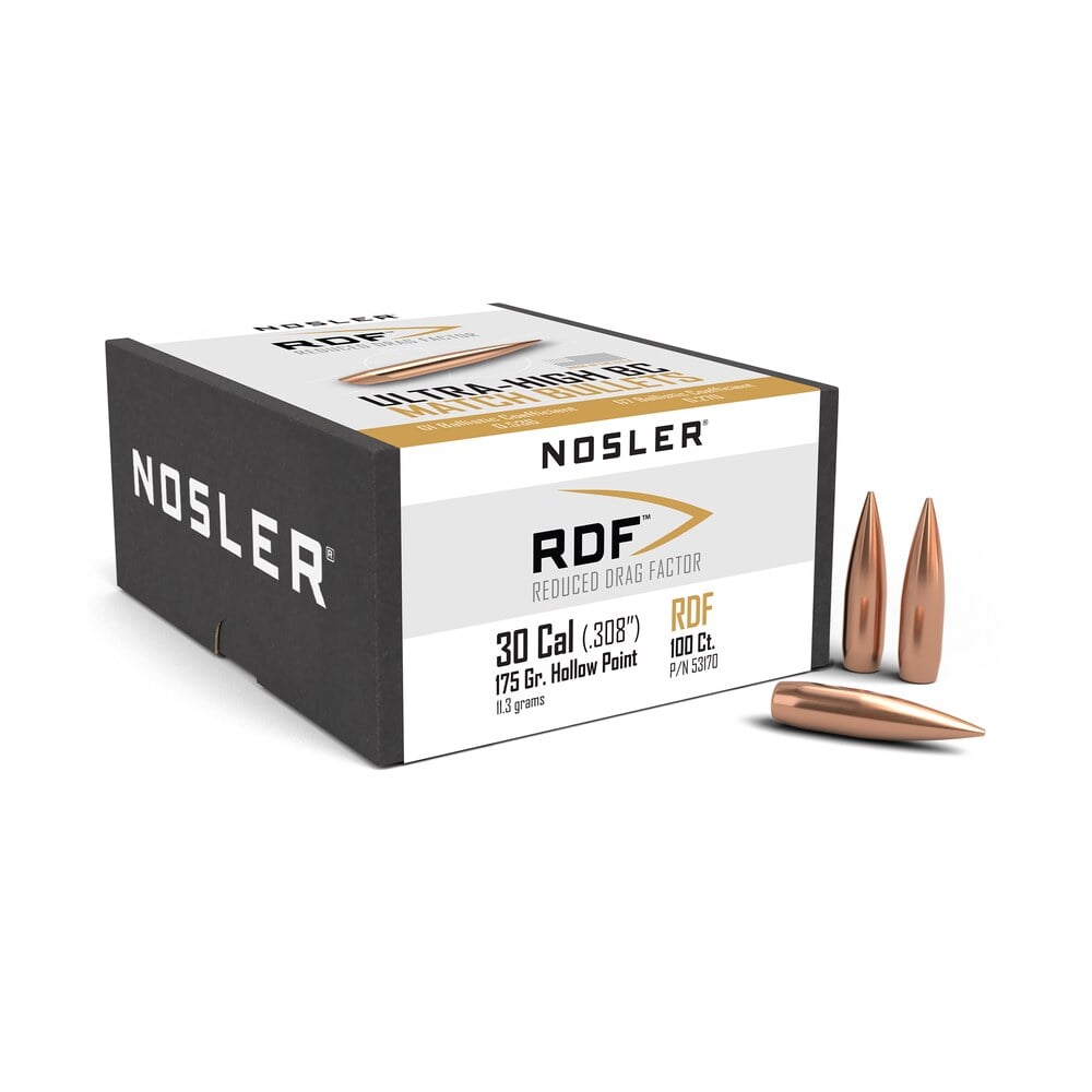 nosler 53170 rdf match 30cal 175gr hollow point boat tail 100/box Nosler 53170 RDF Match 30Cal 175gr Hollow Point Boat Tail 100/Box Sports South item 30245