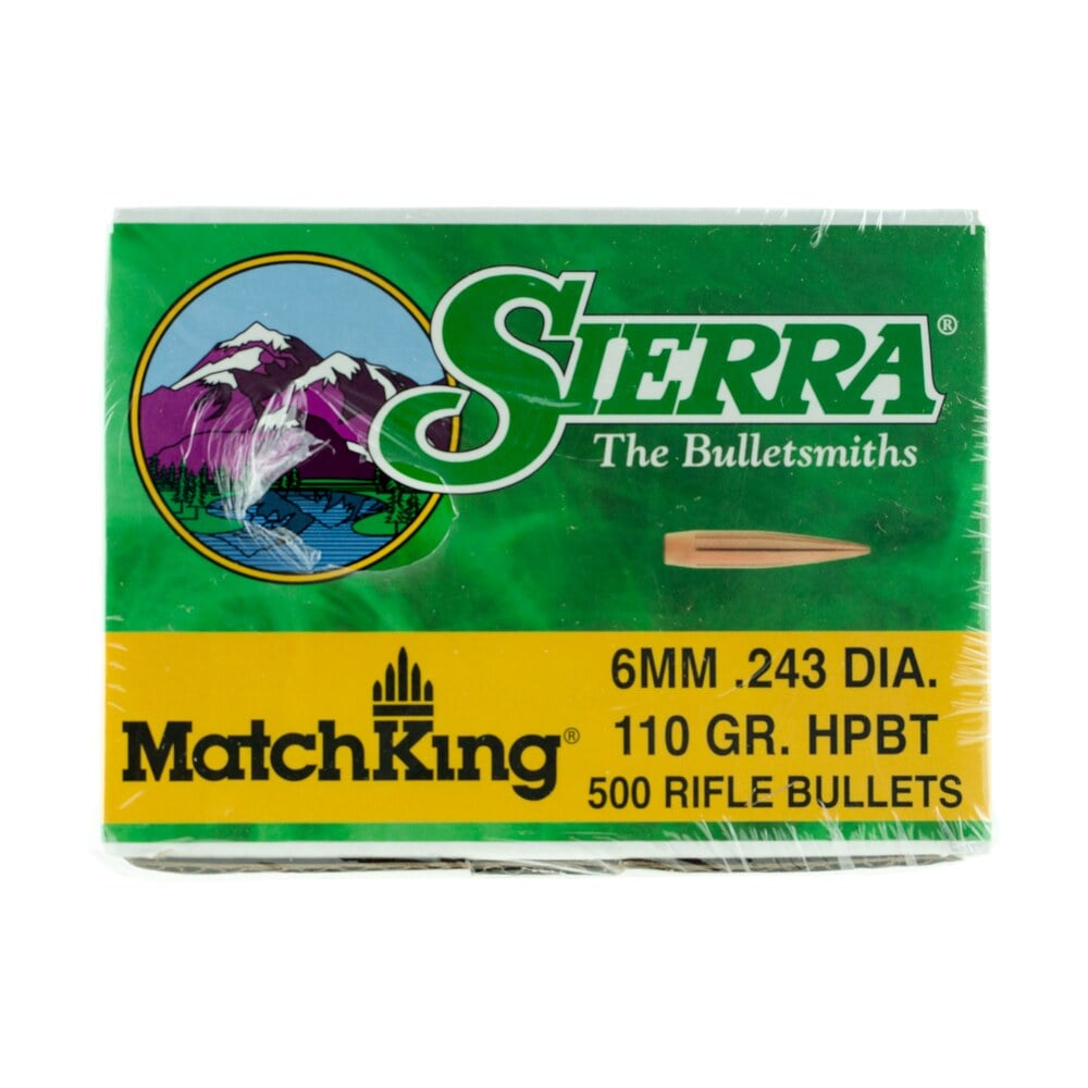 sierra 1575c matchking 6mm 110gr hollow point boat tail 500/box Sierra 1575C MatchKing 6mm 110gr Hollow Point Boat Tail 500/Box Sports South item 30557
