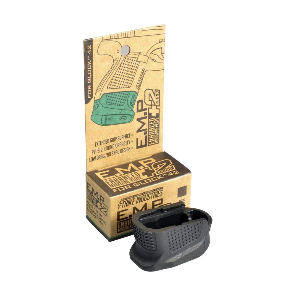 strike industries empg42b enhanced magazine plate made of polymer with black finish & extra gripping surface for glock 42 magazines (adds 2rds) Strike Industries EMPG42B Enhanced Magazine Plate made of Polymer Sports South item 30851