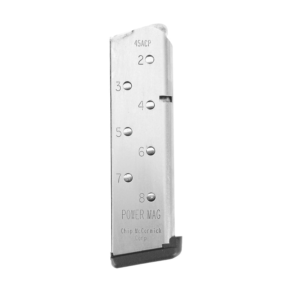 cmc products 14131 power mag 8rd 45 acp fits 1911 government stainless steel w/ black base pad CMC Products 14131 Power Mag 8rd 45 ACP Sports South item 31061