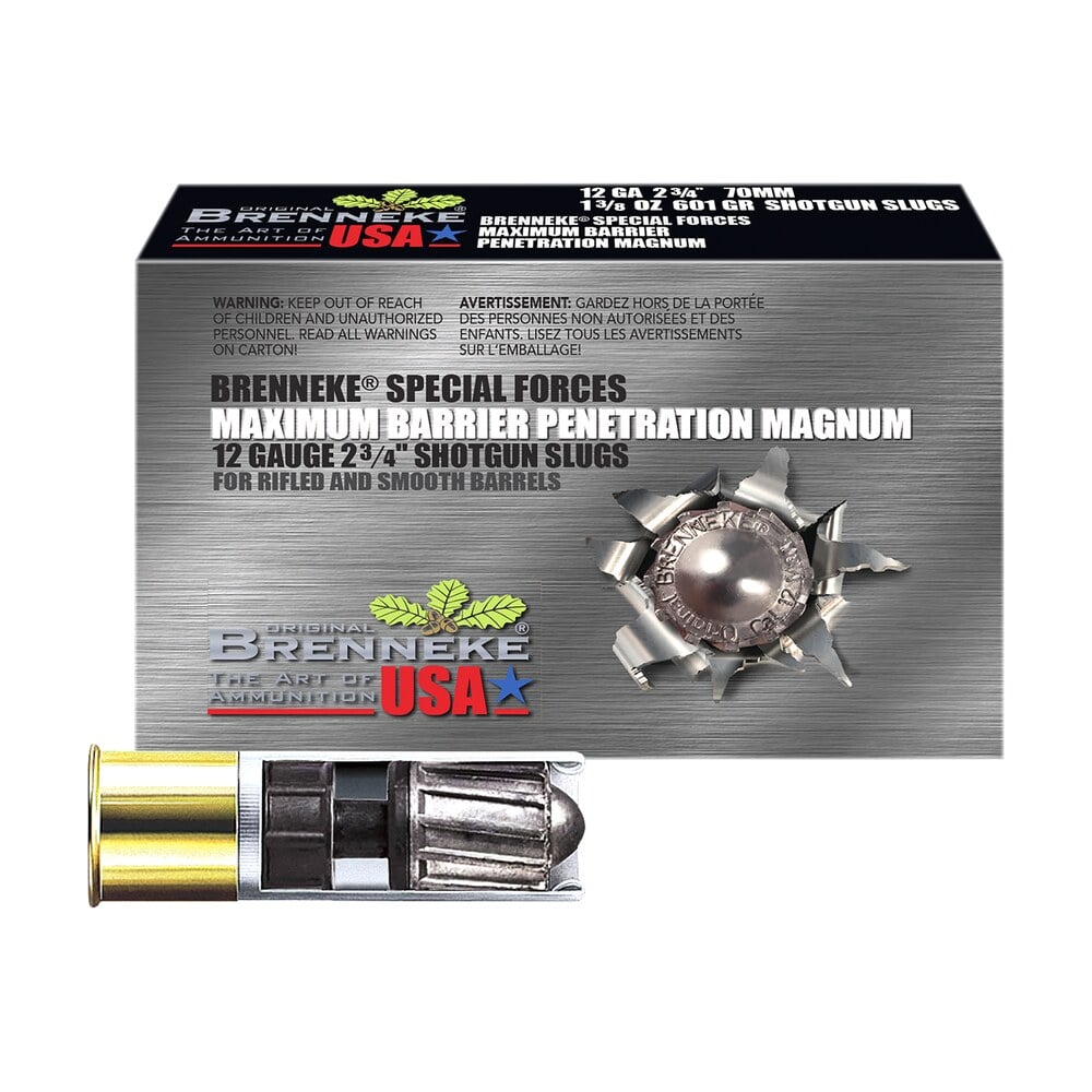 brenneke sl122mbpm special forces maximum barrier penetration magnum 12gauge 2.75″ 1 3/8oz slug shot 5 per box/50 case Brenneke SL122MBPM Special Forces Maximum Barrier Penetration Magnum 12Gauge 2.75" 1 3/8oz Slug Sports South item 31288